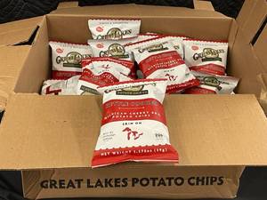 Big Box  (40) Of Michigan Cherry BBQ Potato Chips