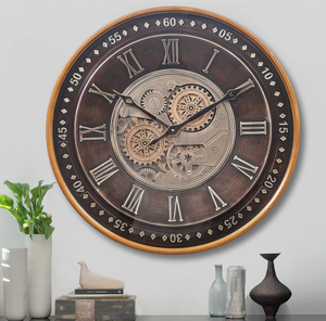 lot 10 image: CLXEAST Wall Clock with Moving Gears,Oversized Large Industrial Steampunk Wall Clock