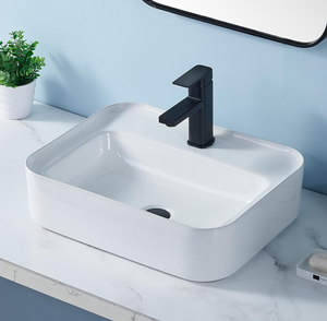 lot 13 image: Vessel Sink Rectangular White,VALISY Above Counter Porcelain Ceramic Bathroom Vessel Sink