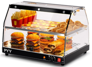 lot 14 image: PYY Food Warmer Commercial Countertop Pizza Warmer Countertop 2-Tier with LED Lighting