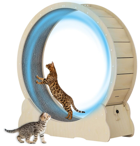 lot 19 image: MIWOOYY Large Cat Exercise Wheel - Natural Solid Wood Cat Wheel Exerciser for Indoor Cats