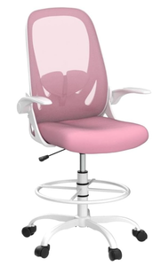 lot 22 image: Primy Drafting Chair Tall Office Chair with Flip-up Armrests Executive Ergonomic Computer Standing Desk Chair