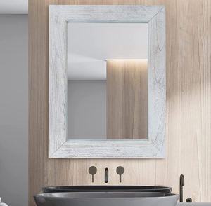 lot 37 image: MAXYOYO Rustic Wood Wall Mirror for Bathroom, Farmhouse Style Bathroom Vanity Mirror