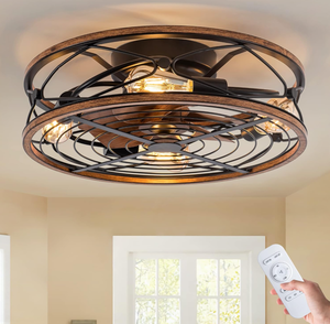 lot 87 image: TIFEROR Caged Ceiling Fans with Lights, 20 in Bladeless Ceiling Fan with Remote Control