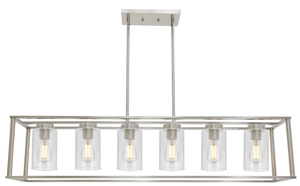 lot 92 image: VINLUZ 6-Light Chandeliers Brushed Nickel Finished Farmhouse Dining Room Lighting Fixtures