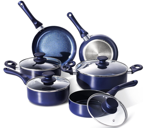 lot 106 image: 10 PCS Pots and Pans Set,Aluminum Cookware Set, Nonstick Ceramic Coating, Fry Pan, Stockpot with Lid