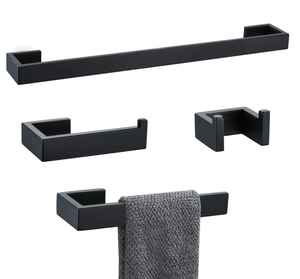 lot 232 image: 4 PCS TNOMS Bathroom Hardware Accessories Set Black Towel Bar Towel Holder