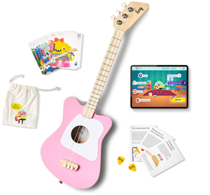 lot 240 image: Loog Mini Acoustic kids Guitar 3-strings Learning app and lessons included