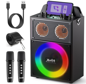 lot 248 image: Moukey Karaoke Machine for Adults Kids Portable PA System Bluetooth Karaoke Speaker with 2 Wireless Microphones