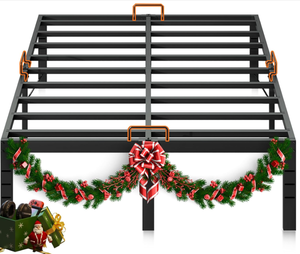 lot 257 image: KKL Queen Bed Frame, 18 Inch Heavy Duty Steel Platform with Mattress Anti-Slip Rods