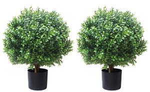 lot 263 image: LOT OF 2 Artificial Trees for Outdoors Potted Bushes Home Decor Artificial Topiariy Trees for Front Porch