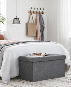 lot 267 image: SONGMICS Folding Storage Ottoman Bench, Storage Chest, Foot Rest Stool, Dark Gray