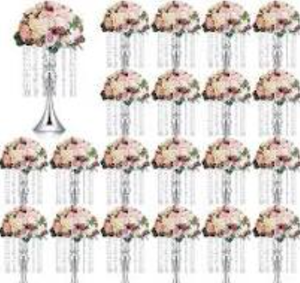 lot 274 image: LOT OF 20 Unittype Wedding Centerpieces for Tables 13.4 Inch Tall, Crystal Flower Stand Floral Vases for Tabletop Flower Arrangement Stand