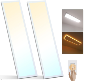 lot 281 image: LOT OF 2 AIKVSXER 2 Pack 1x4 LED Flat Panel Light with Night Light Surface Mount