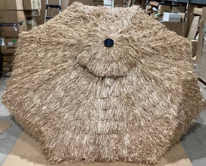 lot 305 image: Gymax Solar Powered Thatched Tiki Patio Umbrella Beach 2 Tier Hawaiian Crank