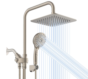 lot 116 image: Ryamen Dual Shower Head Combo, Brushed Nickel 8 High Pressure RainRainfall Shower Head