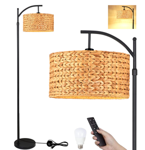 lot 119 image: QIYIZM Floor Lamp for Living Room Farmhouse Arc Rattan Boho Standing Lamp