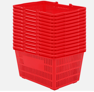 lot 131 image: Lot of 24 Shopping Baskets Measures 16.5 x 11.5 x 8.5