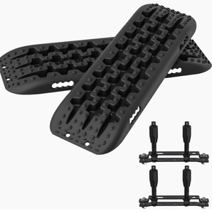 lot 133 image: ALL-TOP Recovery Traction Boards, 2PCS & Mounting Kit, Reinforced Off Road Bendable Tire Friction Tracks (Black)