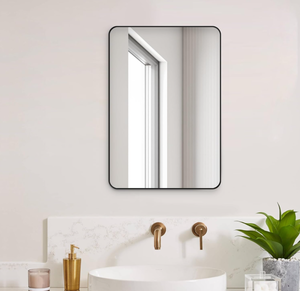 lot 144 image: Black Bathroom Mirror,Rectangle 20 x 30 Inch Vanity Wall Mirror