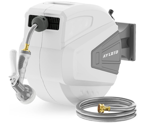 lot 56 image: Ayleid Retractable Garden Hose Reel,12 in x 100 ft Wall Mounted Hose Reel 180°Swivel Bracket