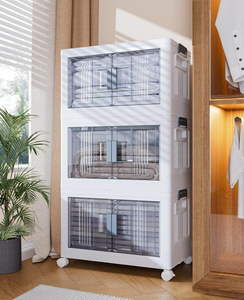 lot 162 image: OlarHike 48QT Storage Bins with Lids - Folding Storage box with Doors and Wheels