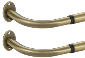 lot 169 image: LOT OF 2 Curtain Rods, Room Darking Wrap Around Single Window Rod 34 Inch Telescoping Drapery Rod