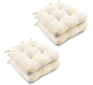 lot 185 image: LOT OF 4 WHITE Wellsin Chair Cushions for Dining Chairs