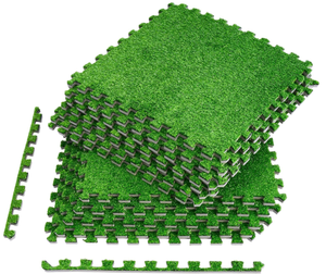 lot 187 image: LOT OF 12 Sorbus Grass Foam Floor Tiles, for Kids Outdoor Toys, Playroom, Deck, Patio, Basement Home Gym