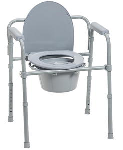 lot 192 image: Drive Medical 11148-1 Folding Steel Bedside Commode Chair, Portable Toilet, Supports