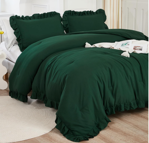 lot 350 image: Litanika Dark Emerald Green King Comforter Set