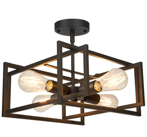 lot 362 image: FadimiKoo Industrial 4-Light Semi Flush Mount Kitchen Ceiling Light