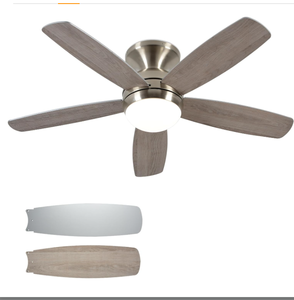 lot 377 image: Teracfan 52 Inch Nickel Ceiling Fan with Lights and Remote
