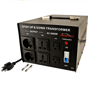 lot 385 image: Simran AC-5000 Step UpDown Voltage Transformer Power Converter for Conversion Between 110 Volt and 220 Volts with Circuit Breaker