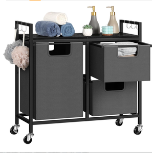 lot 387 image: ETELI Laundry Hamper 3 Section with Wheels