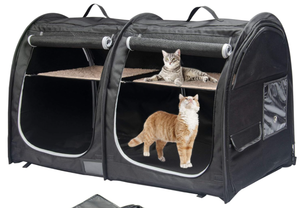 lot 485 image: Mispace Portable Twin Compartment Show House Cat CageCondo