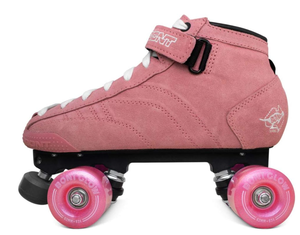 lot 74 image: Size 7 Bont Skates - Prostar Bubblegum Pink Suede Professional Roller Skates with Glow Light Up Led Wheels