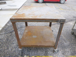 Metal Work Table on Wheels