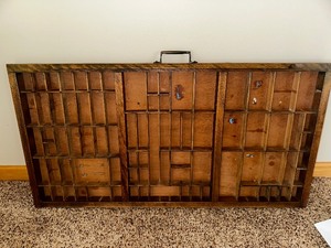lot 3 image: Vintage Antique Wooden Letter Box Printer Drawer Divided Sections Measureing 33 x 16.5