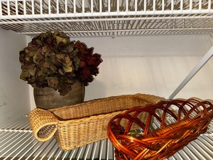 lot 27 image: Two Woven Bread Baskets and Faux Planter