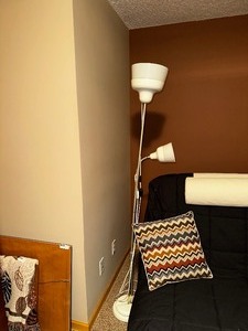 lot 93 image: 2 Shade Floor Lamp White and Chrome