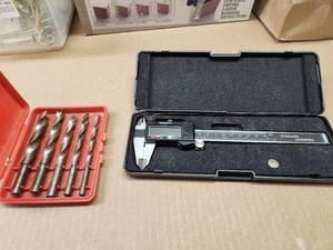 lot 85 image: Digital Caliper and Drill Bit Set
