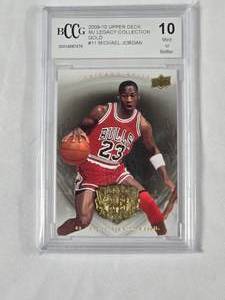lot 2 image: Michael Jordan 2009-10 Upper Deck MJ Legacy Collection No. 11 BCCG Graded 10 Mint or Better