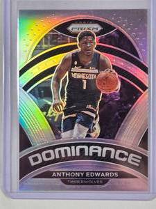 lot 12 image: Anthony Edwards Silver Holo 2022-23 Panini Prizm No. 17