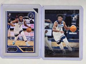 lot 18 image: Lot of 2 Anthony Edwards Rookie 2020-21 Panini Chronicles No. 101 & Panini Chronicles Threads No. 87