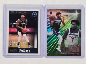 lot 19 image: Lot of 2 Anthony Edwards Rookie Cards 2020-21 Panini Chronicles Essentials No. 203 & Panini Chronicles Score No. 607