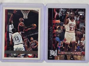 lot 35 image: Lot of 2 Michael Jordan 1997 Topps No. 123 & 1997 Upper Deck Game Dated No. 18