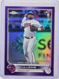 lot 59 image: Royce Lewis Rookie 2022 Topps Chrome Purple Refractor USC79