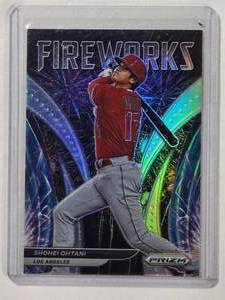 lot 62 image: Shohei Ohtani 2022 Panini Fireworks Prizm Refractor No. F-3