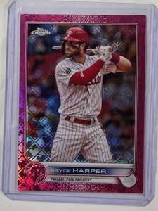 lot 84 image: Bryce Harper 2022 Topps Chrome Pink Logoman Refractor No. 18 MLB Mega - Numbered 15199